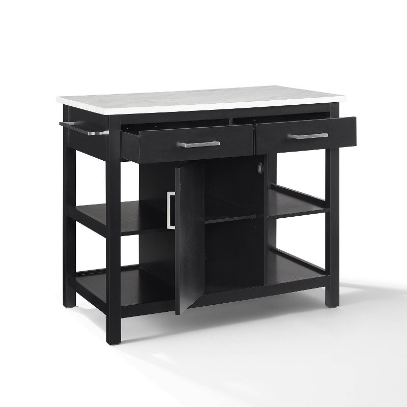 Audrey Faux Marble Top Kitchen Island Black - Crosley