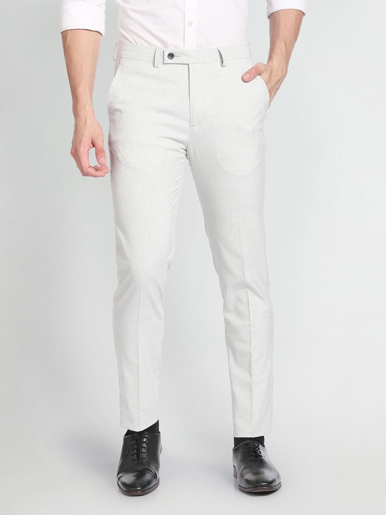 Arrow Light Grey Slim Fit Trousers