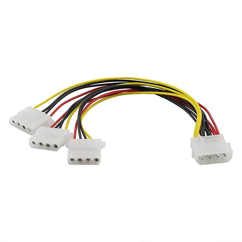 2pcs 4Pin IDE PSU Power Splitter Cable D Type Large 4P Molex 1 Male to 3 Female Multiplier PC Fan Extension Cable