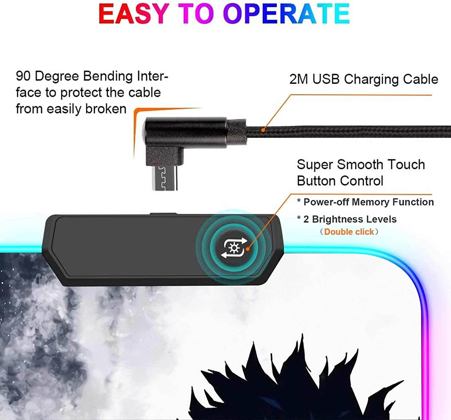 Mouse Pad RGB Anime My Hero Academia Dabi Blue Flame,Mousepad with 12 Lighting Modes & Non-Slip Rubber Base-3Mm Thick-Laptop Glowing Desk Pad-Computer Keyboard and Mice Combo Pads Mat 23.6X13.8