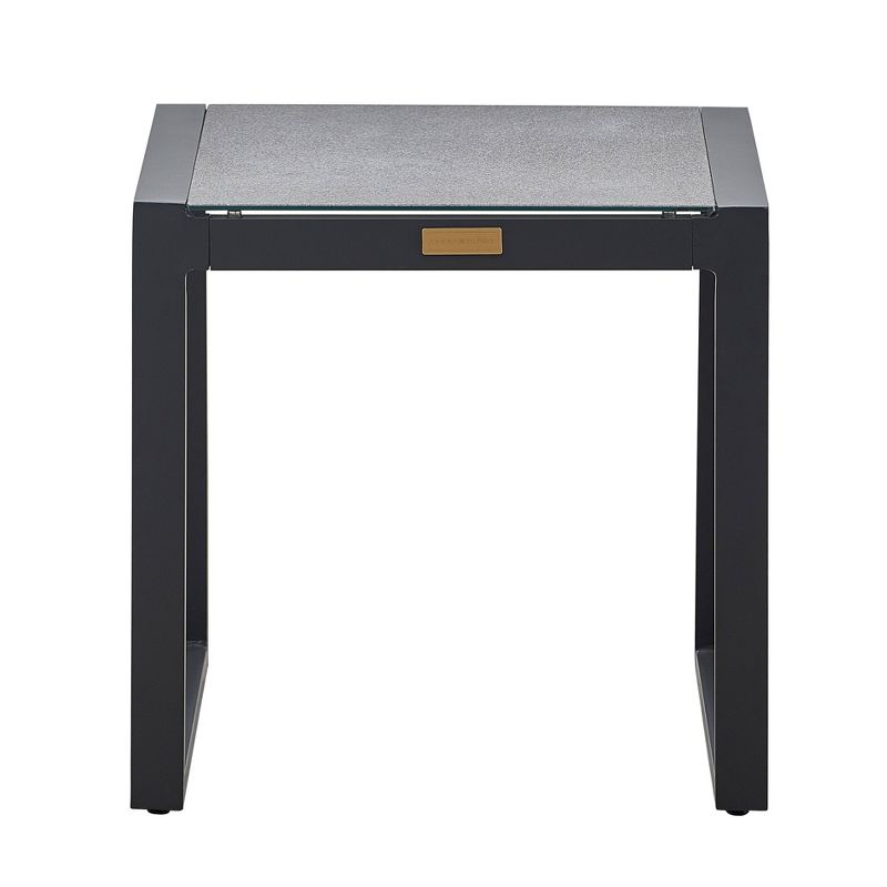Hampton Pebbled Glass Outdoor Side Table  - Gray  - Finch
