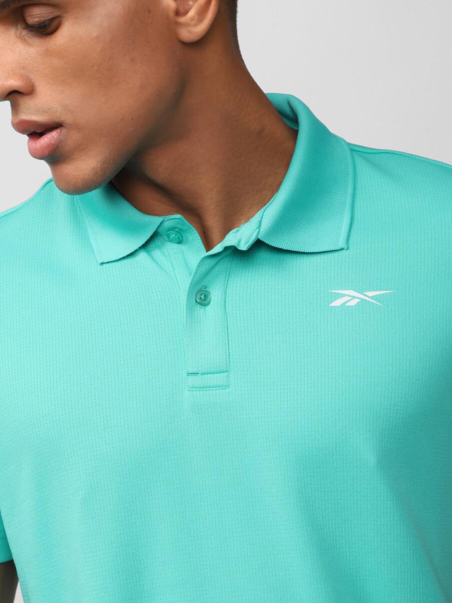 Reebok Green Regular Fit Texture Polo T-Shirt