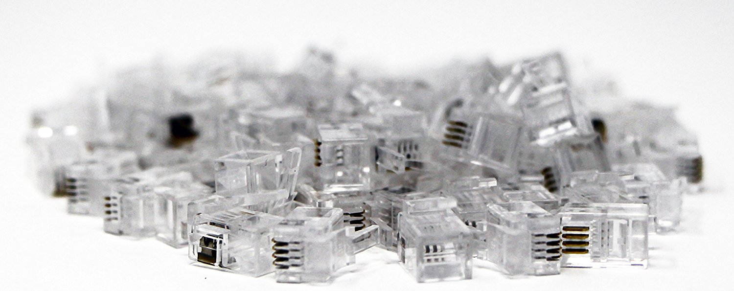 RJ9 4P4C Modular Headset Connector -Tupavco TP808 - (100 Pack per Bag) Phone Connectors - RJ9/RJ10/RJ22 Jack Crimp End Crimper for Telephone Cable/Cord Handset