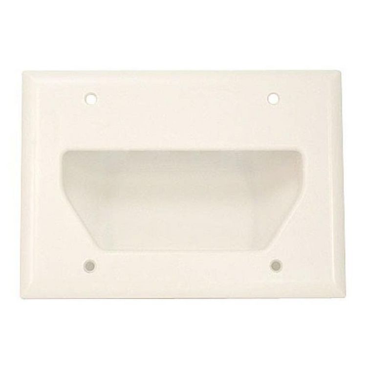 Monoprice 3-Gang Recessed Low Voltage Cable Wall Plate - White