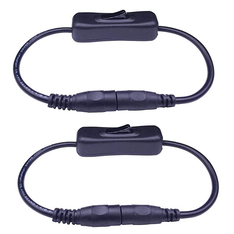 2pcs LED Strip Light Inline OnOff Switch Cable DC Jack 55x21mm Male to Female Connector DC Jack Switch LED Tape Light Connector 12V Inline Rocker Switch DC Power Adapter Connector