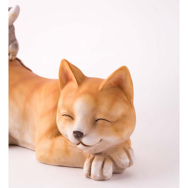 Wind & Weather Resting Cat With Two Playful Mice Indoor/Outdoor Sculpture