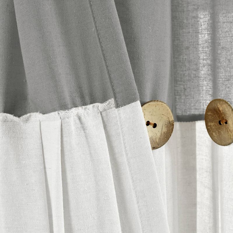 84"x40" Linen Button Light Filtering Window Curtain Panels Single Dark Gray/White - Lush Décor