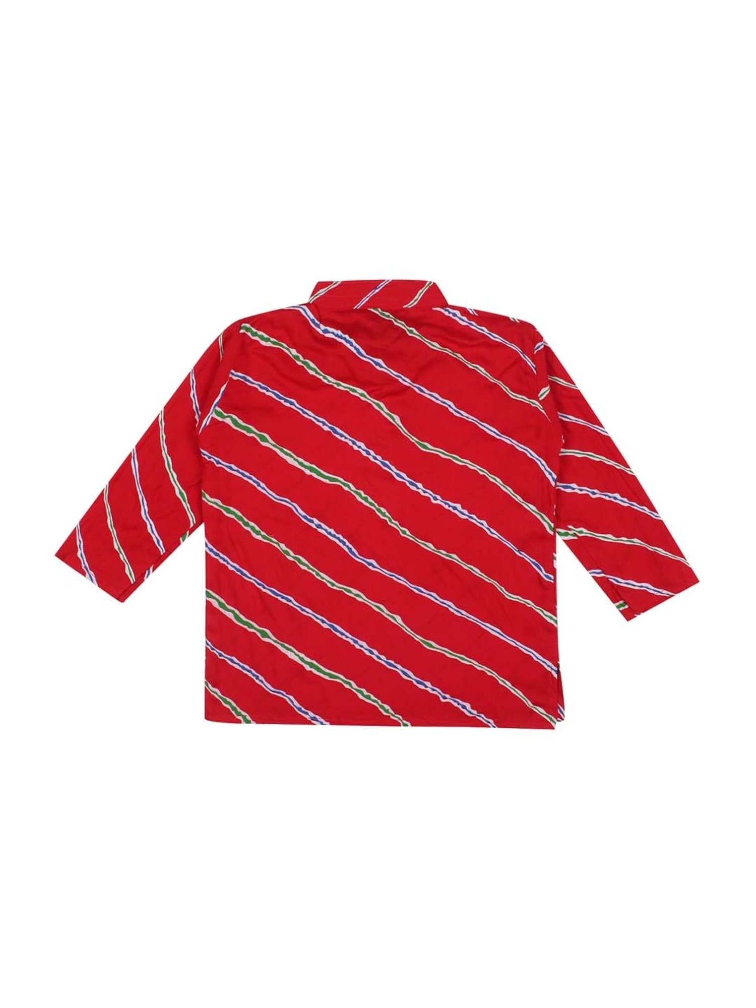 Ahhaaaa Kids Red & White Cotton Striped Kurta Set