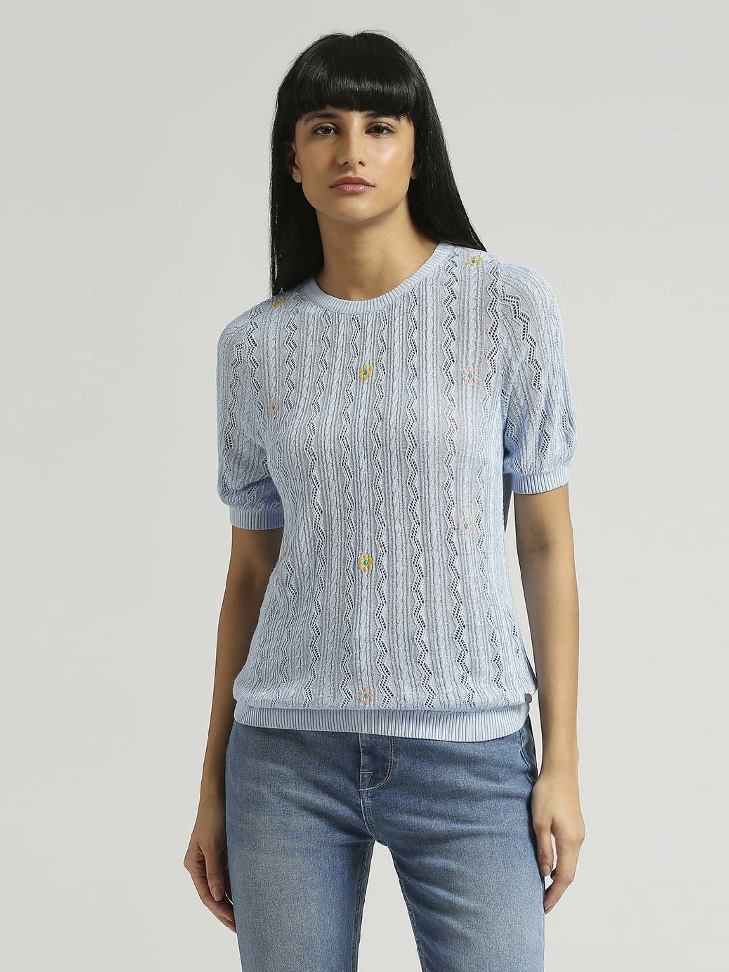 Pepe Jeans Blue Self Pattern Top