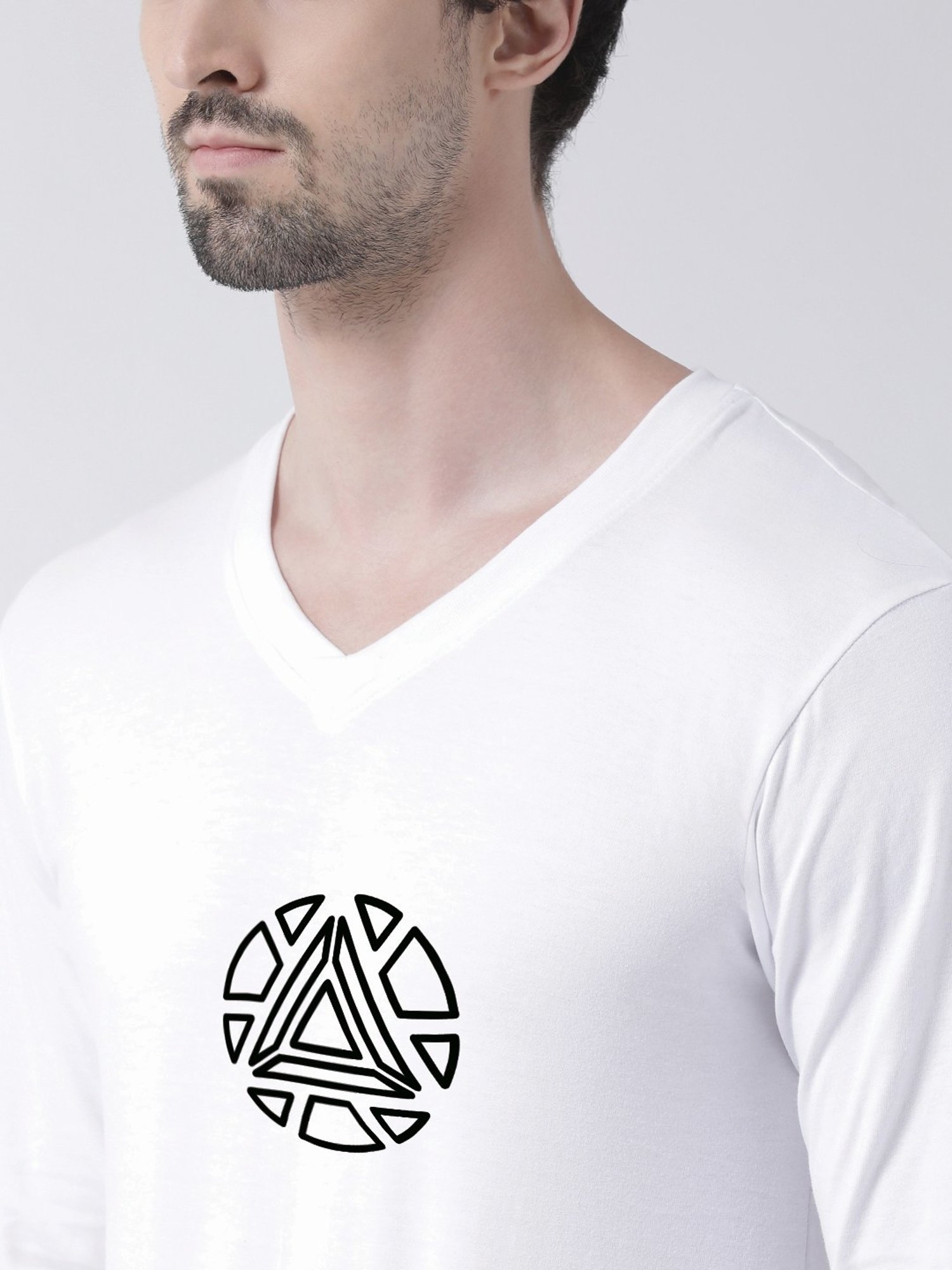 Friskers White Cotton Slim Fit Printed T-Shirt