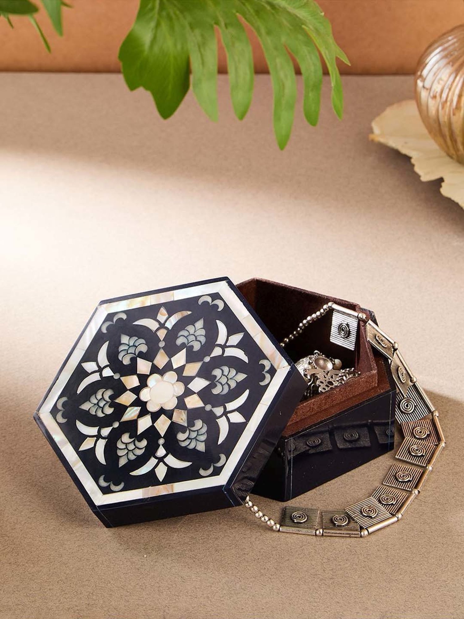 Fabindia Home Utkarsh Blue Wood Decaled Utility Box