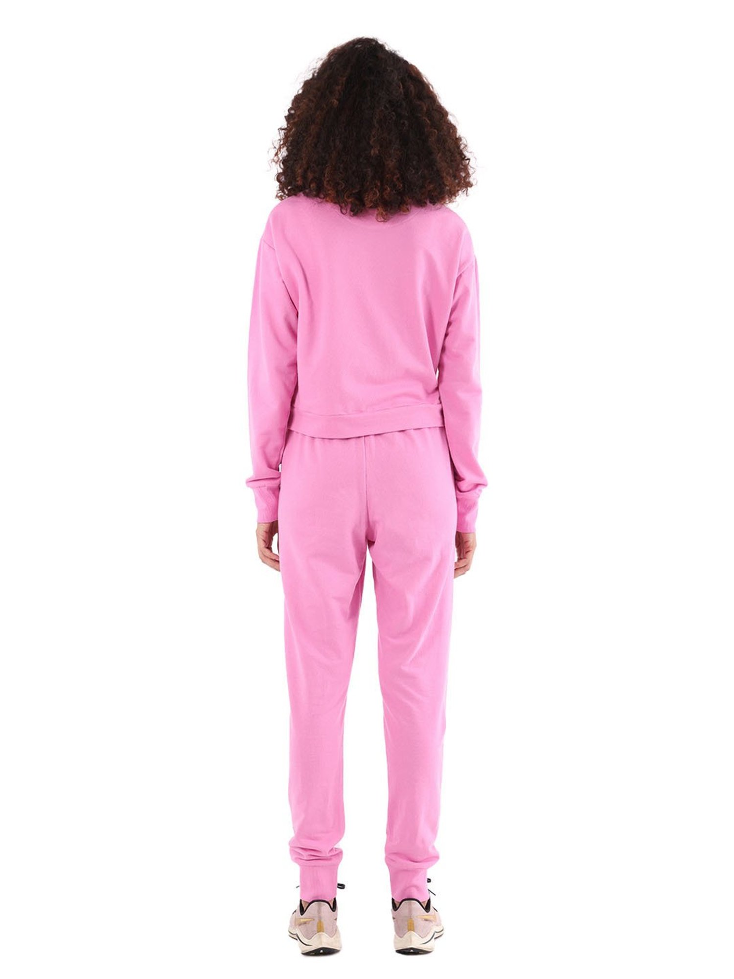 Nite Flite Pink Cotton Crop Sweatshirt With Joggers
