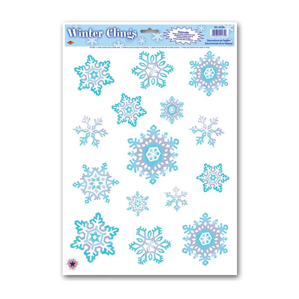 Beistle - 22132 - Crystal Snowflake Clings- Pack of 12