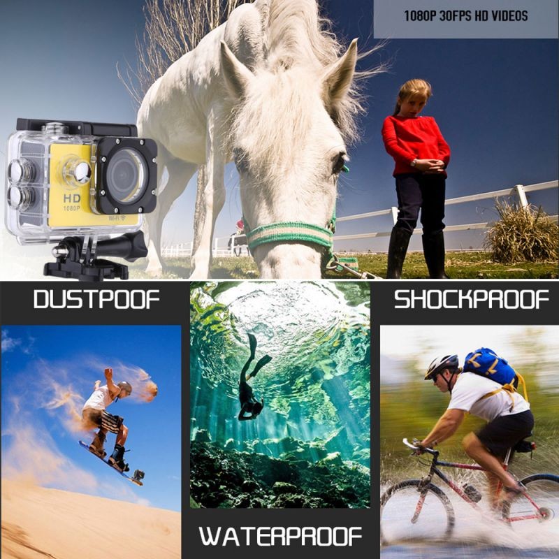 W8 1080P 30FPS 12MP Wifi Waterproof 30M Shockproof 170&deg; Wide Angle 1.5" Screen Outdoor Action Sports Camera Camcorder Digital Cam Video HD DV Car DVR