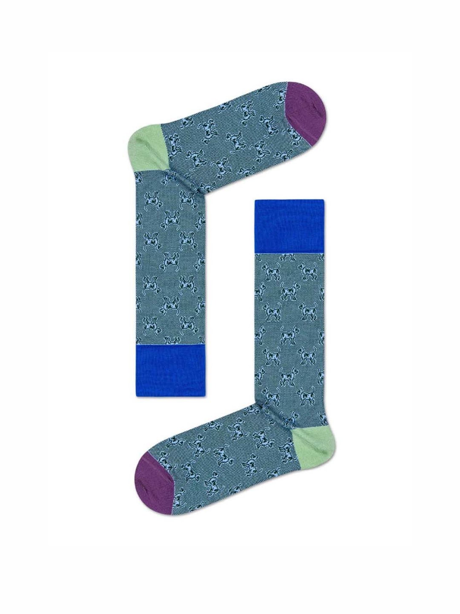 Happy Socks Dressed Laika Blue Cotton Printed Socks (39-42)