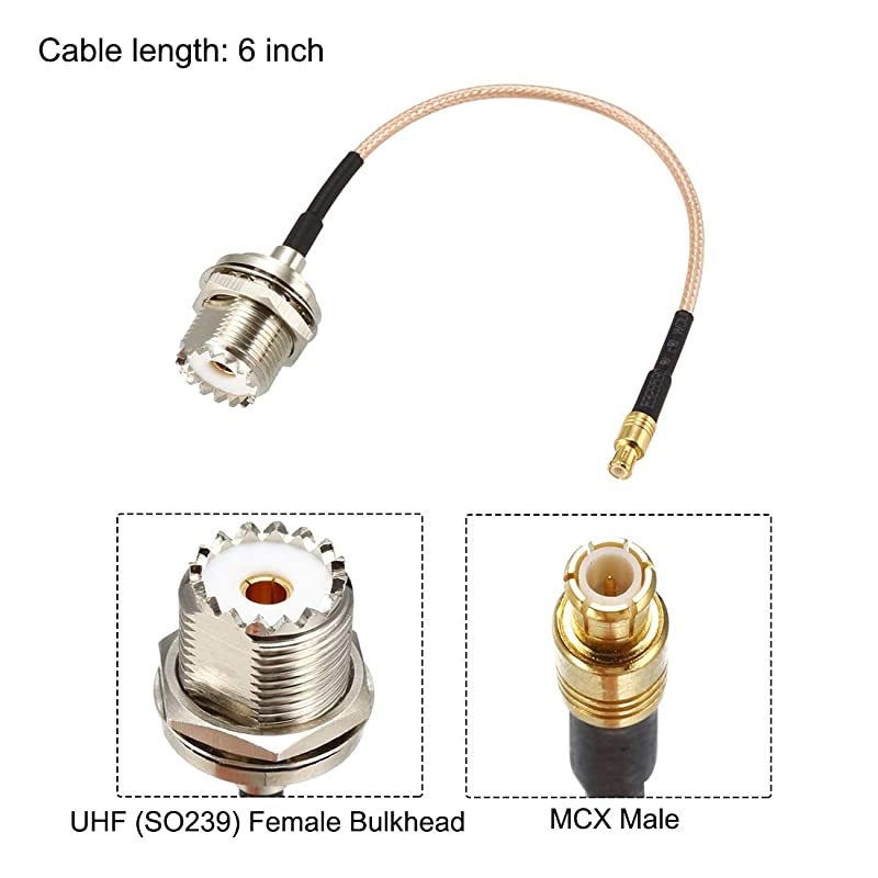 UHF Female SO239 to MCX Male RG316 RF Coaxial Cable 6Inches SDR Connector Cable for MCXStyle SDRs