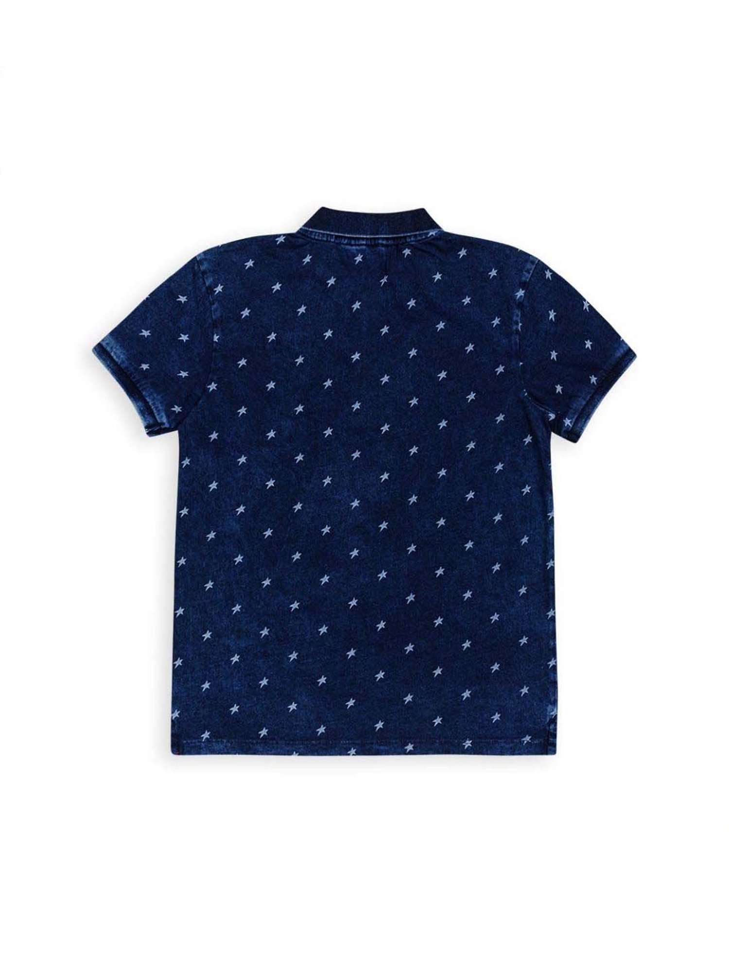 H by Hamleys Kids Navy Cotton Printed Polo T-Shirt