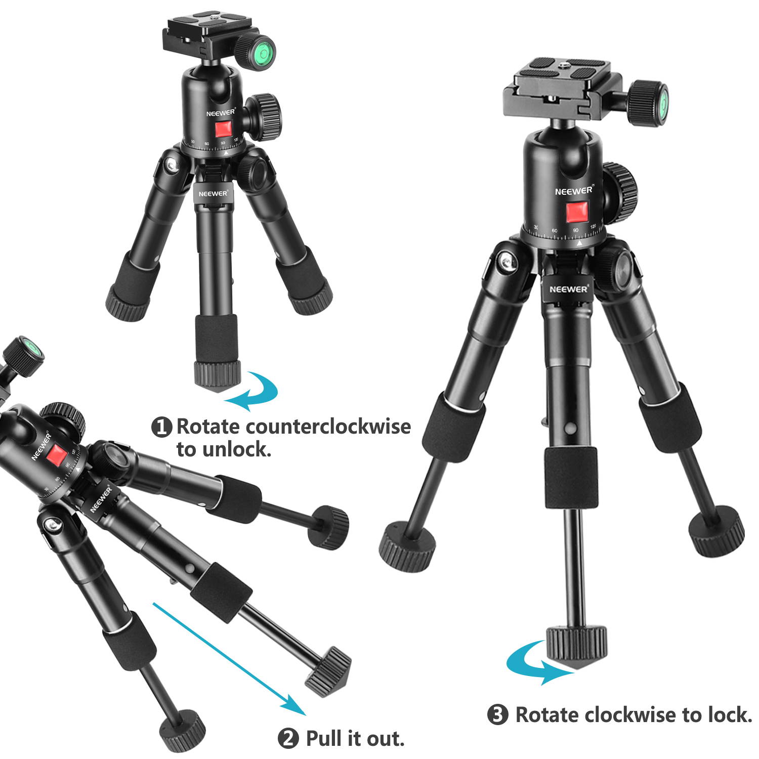 Neewer 20 inches Portable Compact Desktop Mini Tripod with 360 Degree Ball Head,Cellphone Holder,Bag for iPhone,Samsung,Huawei Smartphone,DSLR Camera,Load up to 11 pounds