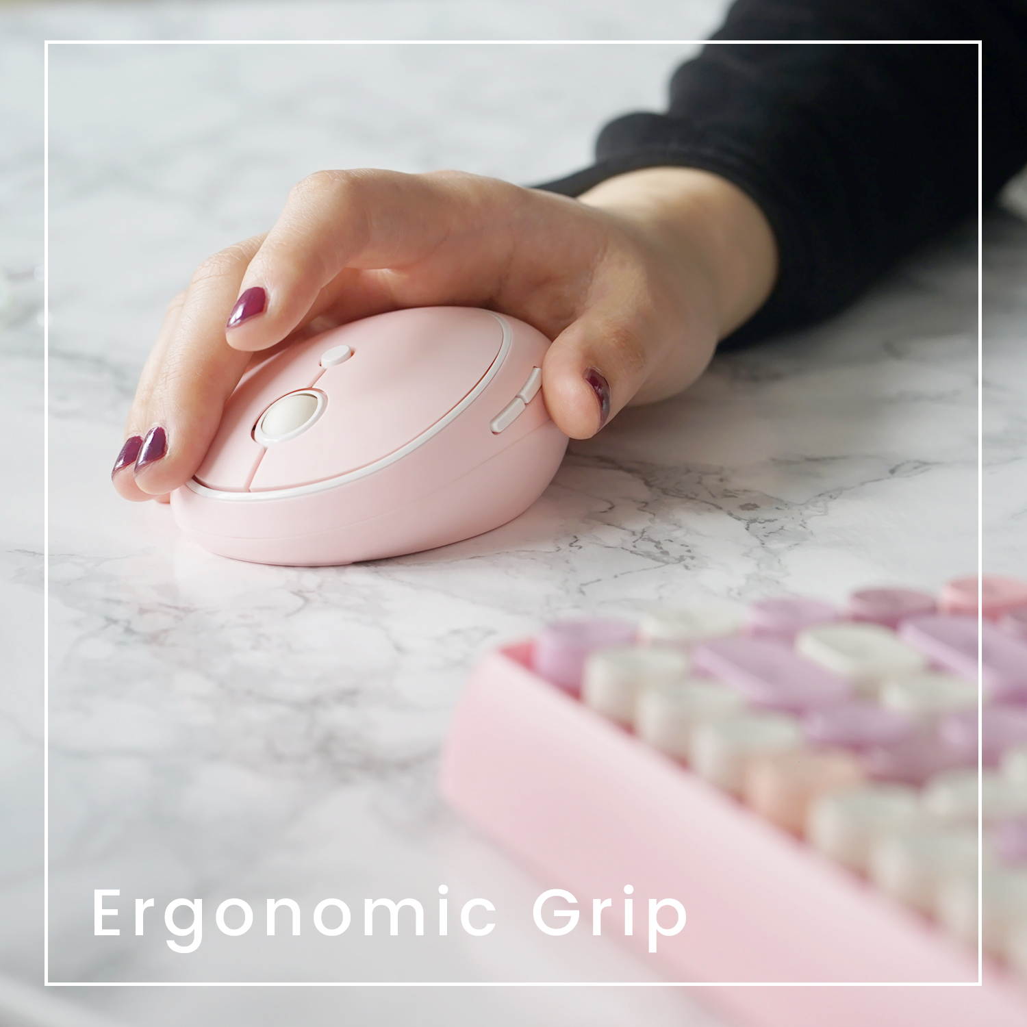 Perixx PERIDUO-713 Wireless Mini Keyboard and Mouse Combo, Retro Round Key Caps, Pink, 12 shortcut hotkey, Mini Optical Mouse, VINTAGE TYPEWRITER STYLE