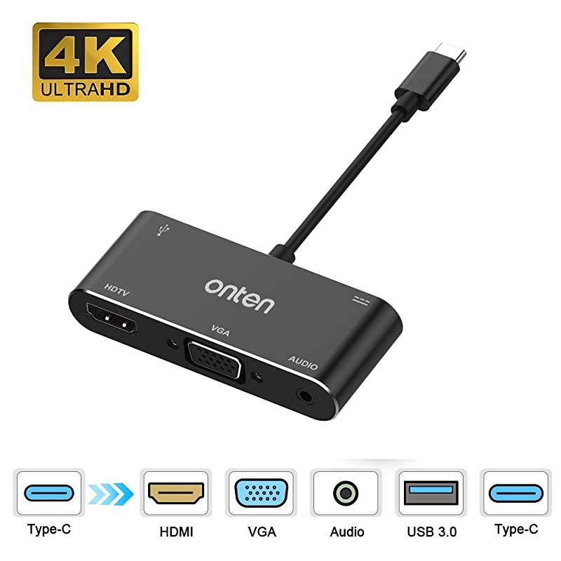 USB C to HDMI VGA Adapter USB Type C Thunderbolt 3 Compatible to HDMI 4K+VGA Adapter Compatible with MacBook ProChromebook PixelDell XPS 13iPad Pro 2018MacBook Air 2018 Silver