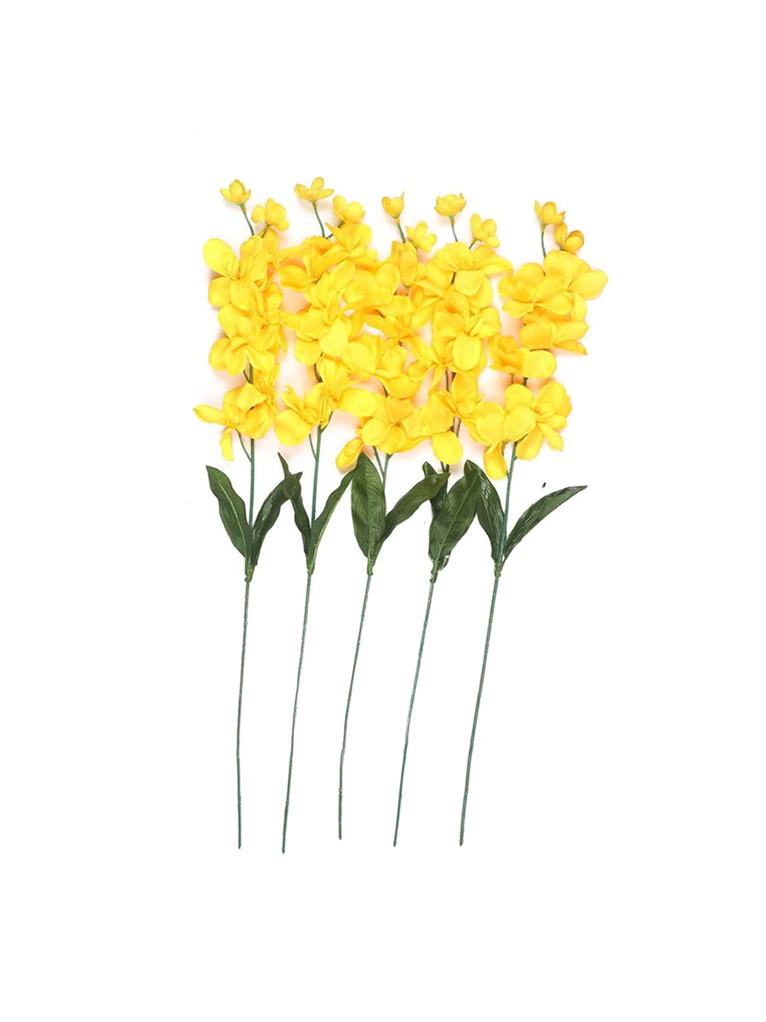 Amflix Yellow Artificial Bonsai Orchid Flower Plant Without Pot