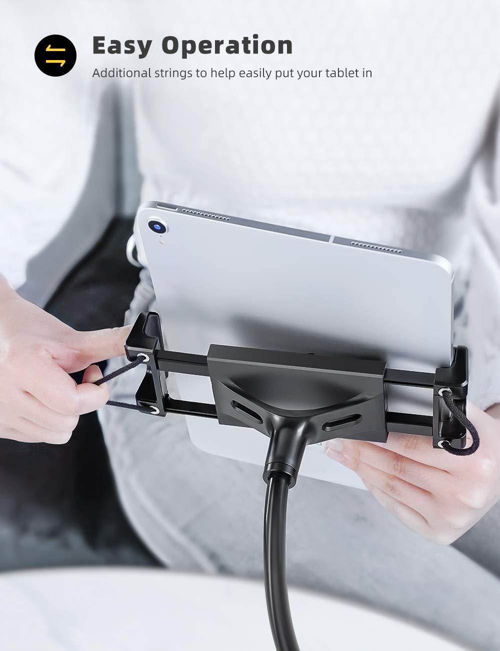 Gooseneck Tablet Mount Holder for Bed - Lamicall Flexible Tablet Arm Clamp, Bed Stand for 4.7-11" Devices, Such as iPad Mini 7.9, Air 9.7, Pro 10.5/11, Nintendo Switch, Samsung Galaxy Tabs - Black