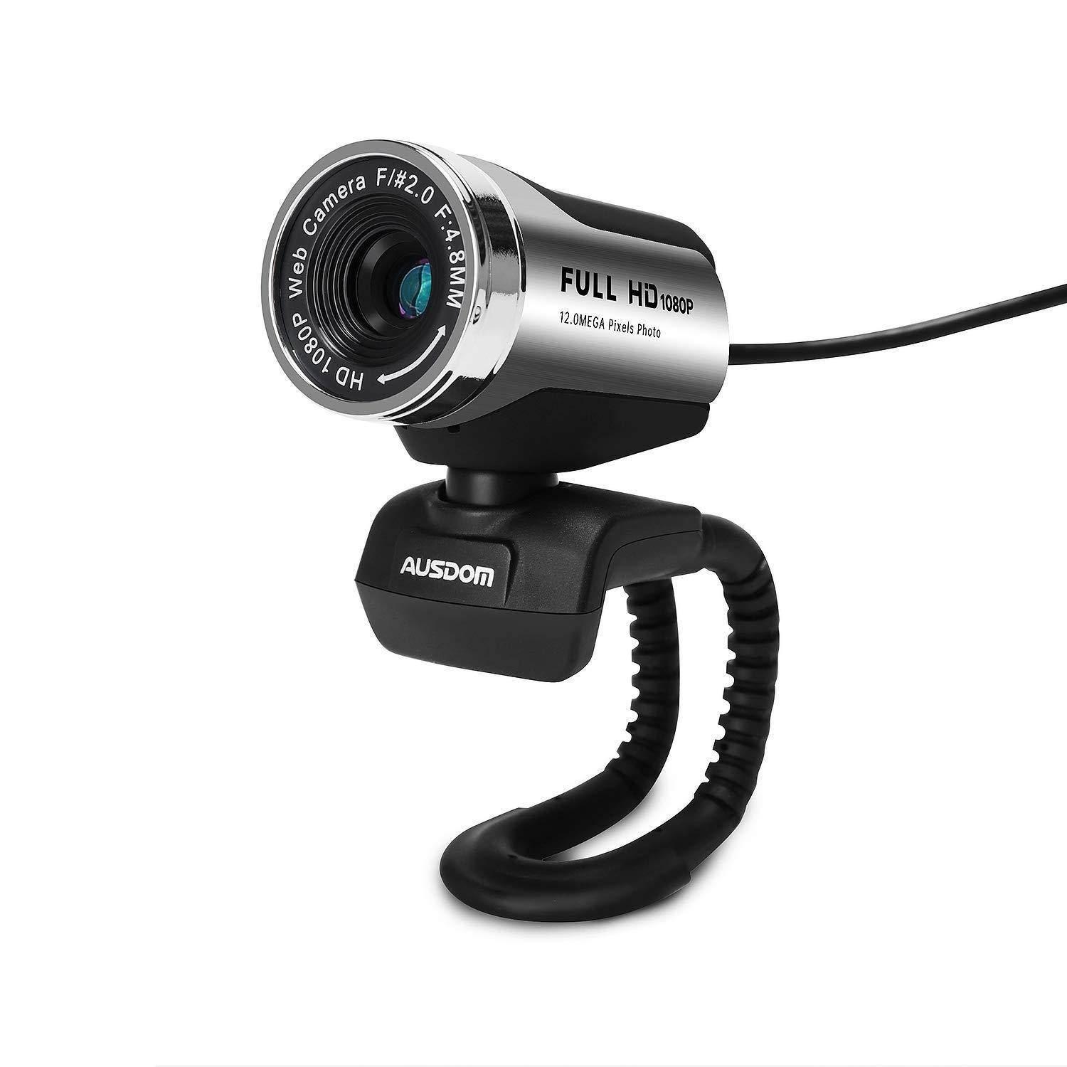 HD Webcam 1920x1080P, AUSDOM AW615 Computer Cameras with USB 2.0 Noise-cancelling USB Web Cam Camera for Online Video Calling, Recording on Desktop Laptop PC Skype Facetime Youtube Network