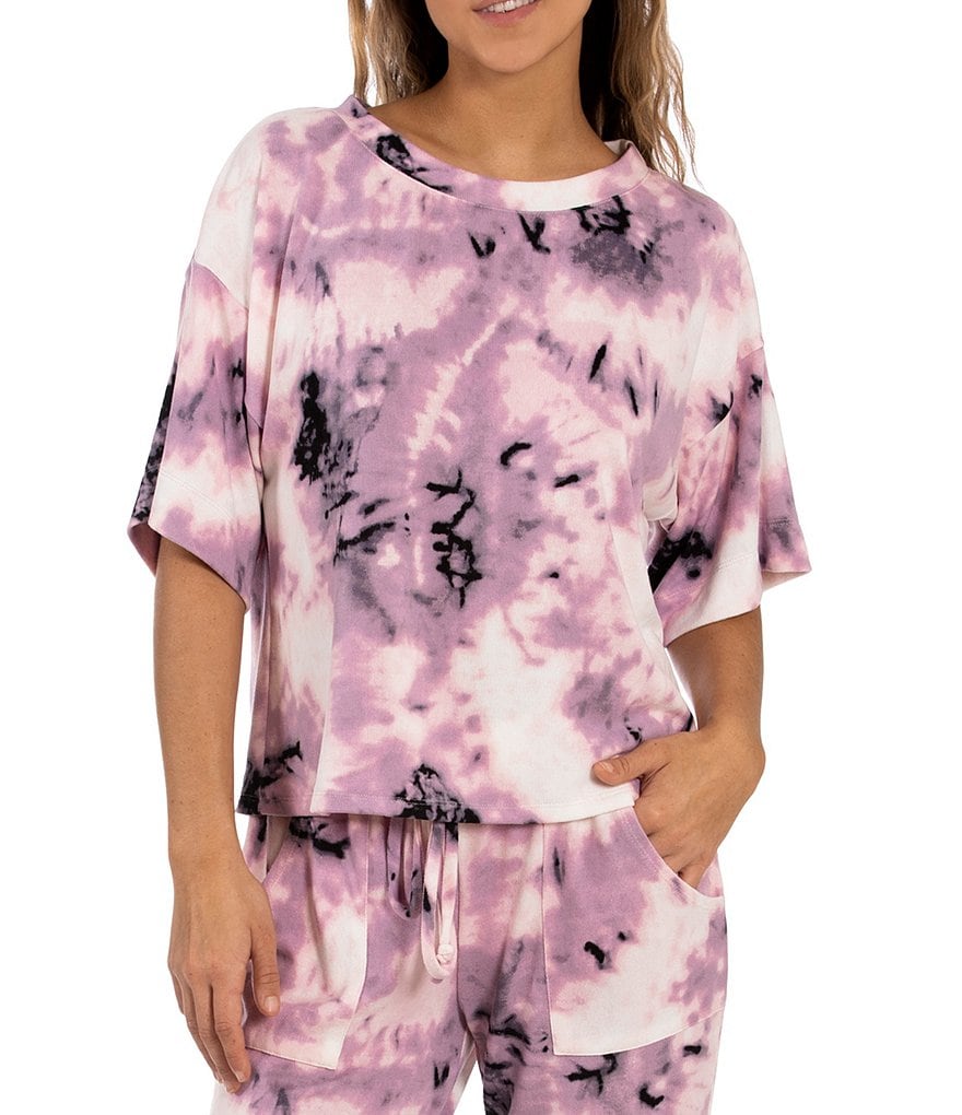 Midnight Bakery Hacci Tie Dye Printed Smocked Waist Coordinating Sleep Shorts