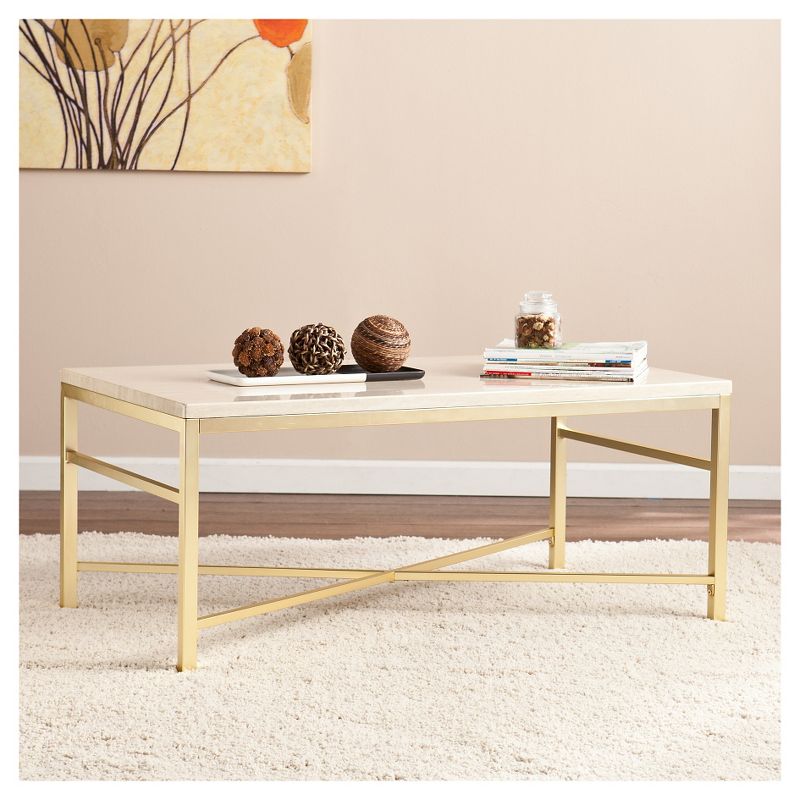 Cocktail Faux Stone Table - Matte Brass - Aiden Lane
