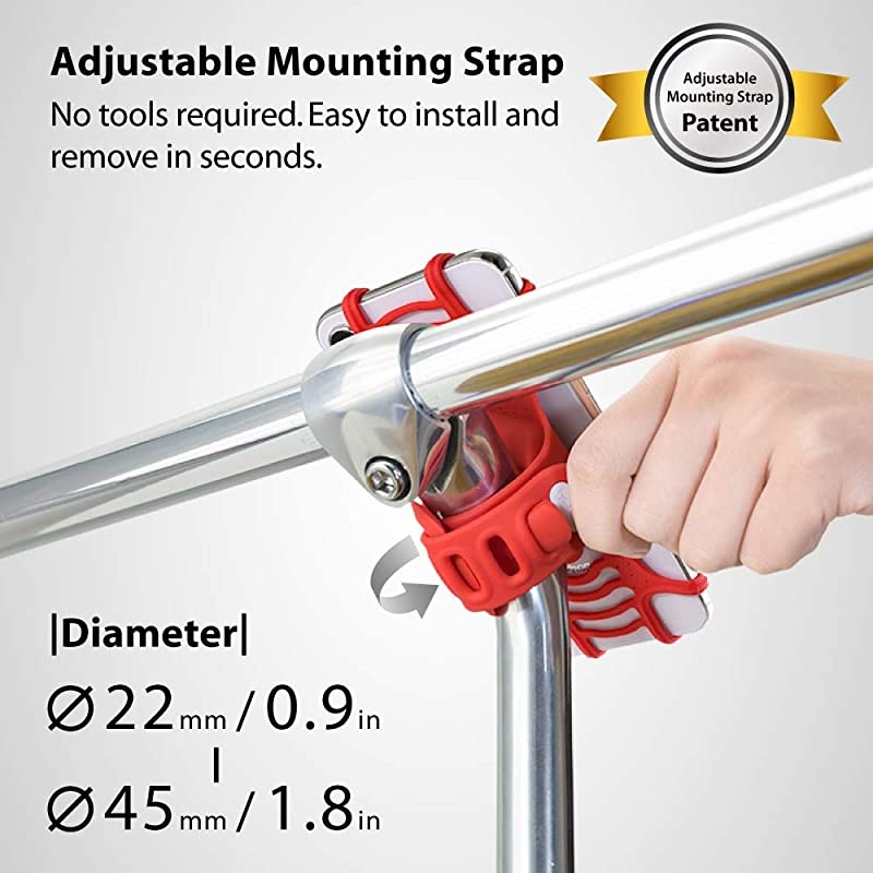 Bike Tie Pro Universal Bike Phone Mount Bicycle Stem Handlebar Cell Phone Holder for 4 to 6 Inch Smartphone iPhone 8 7 6s Plus 5 SE Samsung Galaxy S8 S7 Note 6 Dark Blue