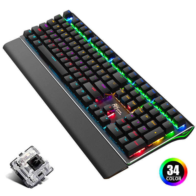 CUUWE RKS108 gaming mechanical keyboard, wired RGB color backlight (black switch), suitable for PC/Mac gamers