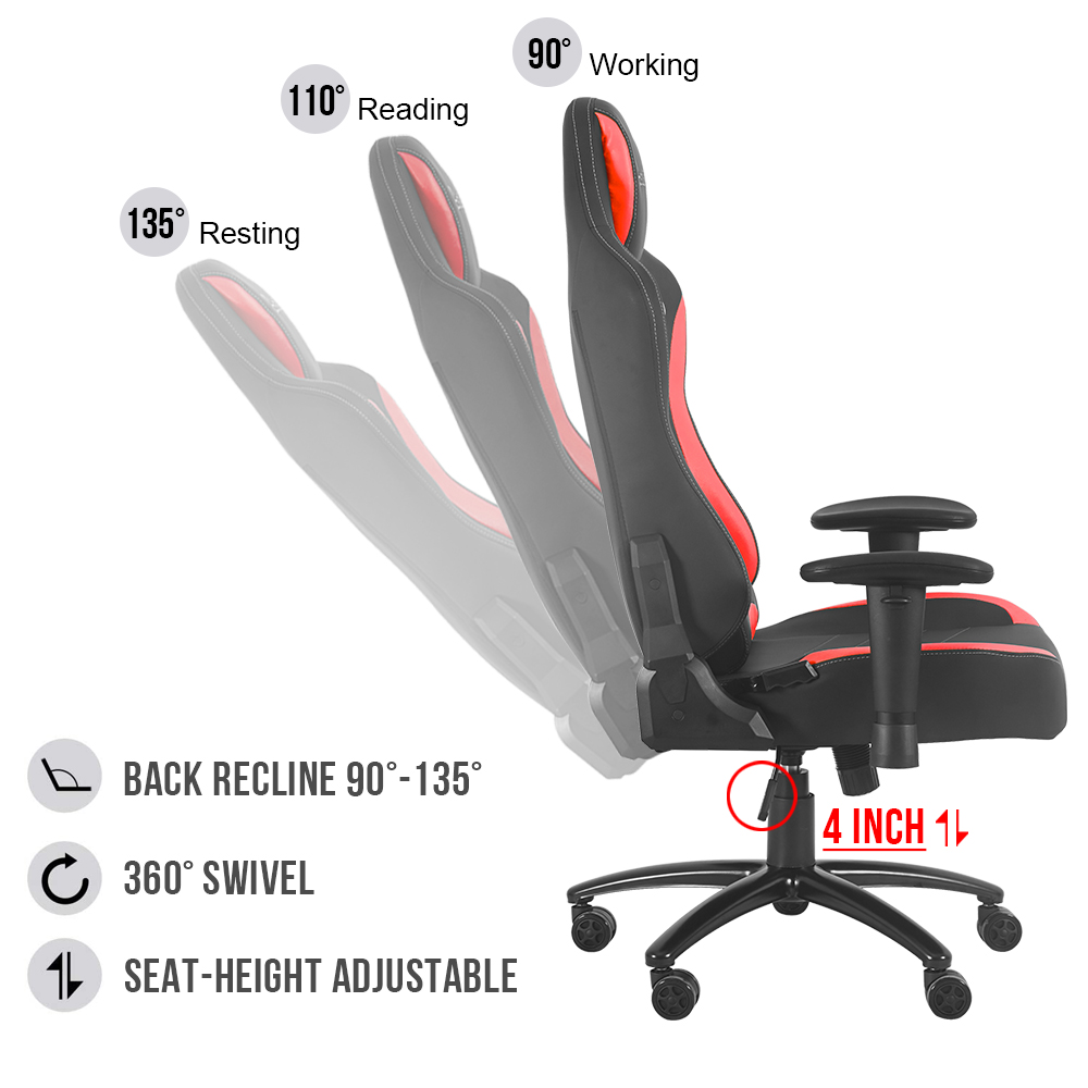Ergonomic Racing Style Gaming Chair LUCKWIND Racing Chair
Massage Gaming Chair Office Chair Height Adjustment Recliner Swivel Rocker With USB Massage Lumbar Pad E-Sports Chair