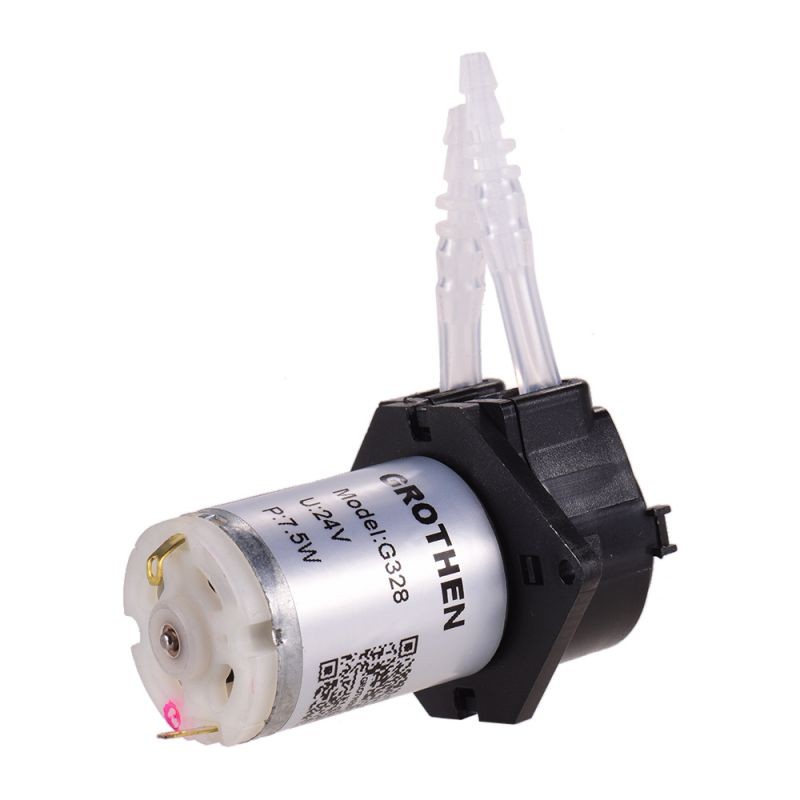 GROTHEN DC 24V Dosing Pump Peristaltic Pump Mini Water Liquid Pump Peristaltic Tube Head Self-Priming Function for Aquarium Lab Chemical Analysis Dosing Additives, Flat Panel Style