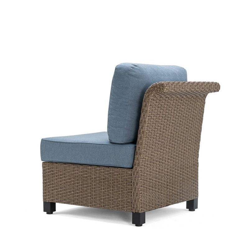 Nolin Armless Center Weathered Brown Frame Sunbrella Spectrum Denim Fabric - La-Z-Boy