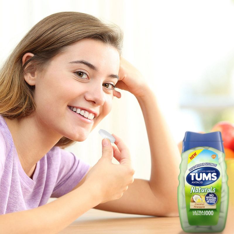 Tums Naturals Ultra Strength Antacid Chewable Tablets - Coconut Pineapple - 56ct