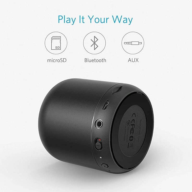 Soundcore Mini SuperPortable Bluetooth Speaker with 15Hour Playtime 66Foot Bluetooth Range Enhanced Bass NoiseCancelling Microphone Black