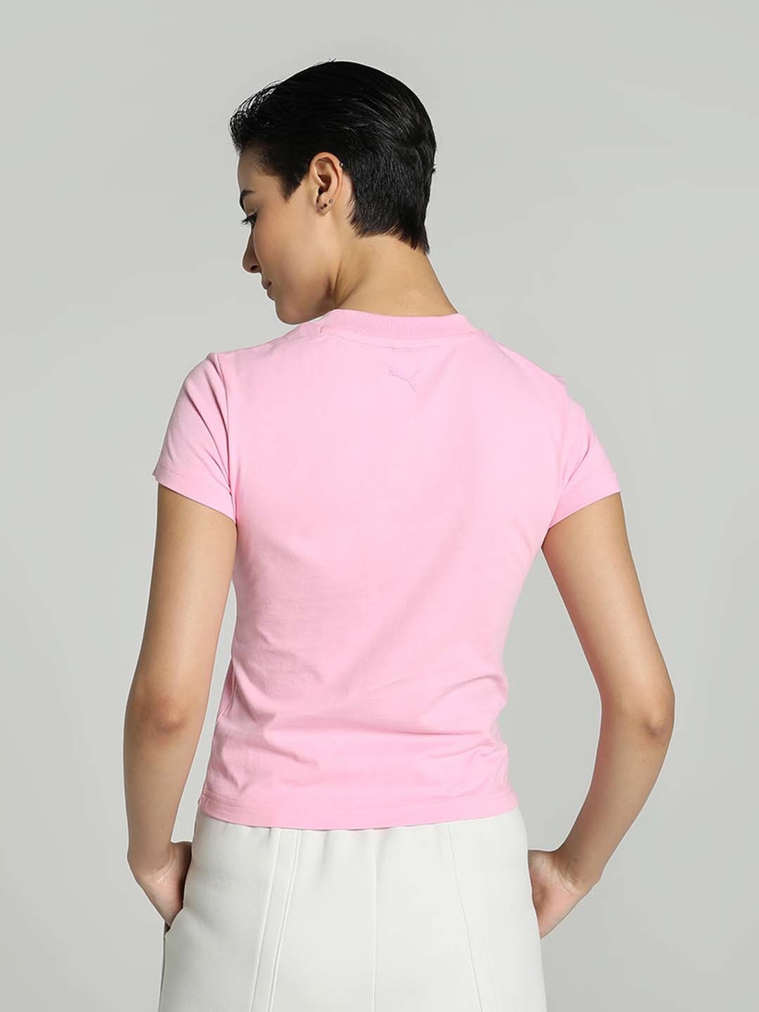 Puma Pink Cotton Graphic Print T-Shirt