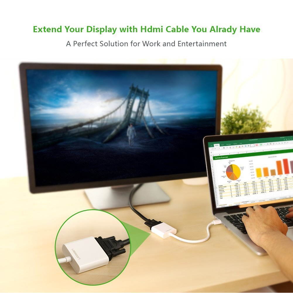 Mini DP to VGA Converter, Mini DisplayPort Male (Thunderbolt) to VGA Female Gold Plated Adapter for MacBook, MacBook Air, MacBook Pro, Mac Pro, iMac, Mac mini and more