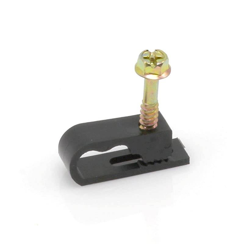 Dual Twin or Siamese Coaxial Cable Clips Cat6 Electrical Wire Cable Clip 12 in Screw Clip and Fastener Black 100 Pieces per Bag