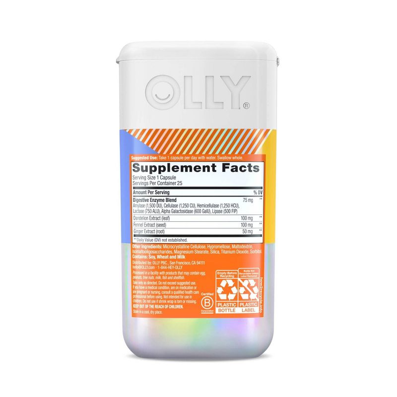OLLY Beat the Bloat Capsule Supplement - 25ct