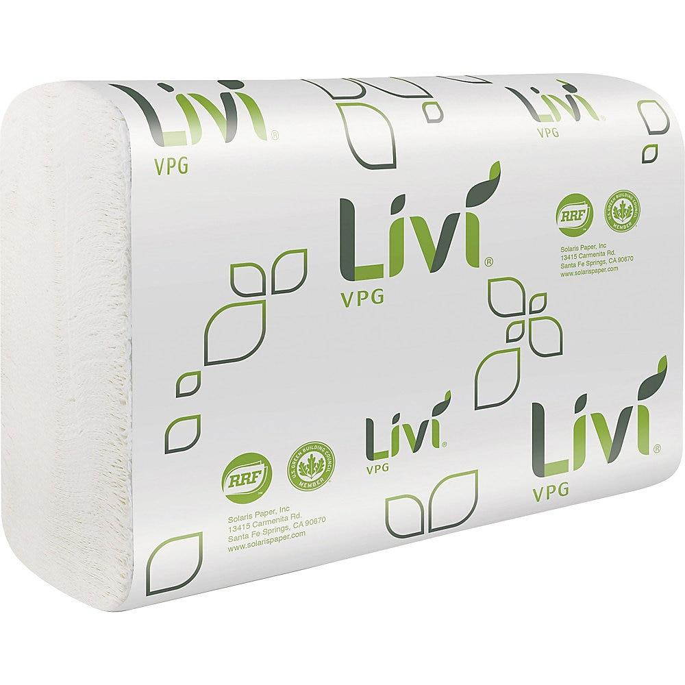 Livi Solaris Paper Multifold Paper Towels - 1 Ply - Multifold - 9.06" x 9.45" - White - Virgin Fiber, Paper - Eco-friendly, Soft, Embossed - For Multipurpose - 250 Quantity Per Pack - 16 / Carton