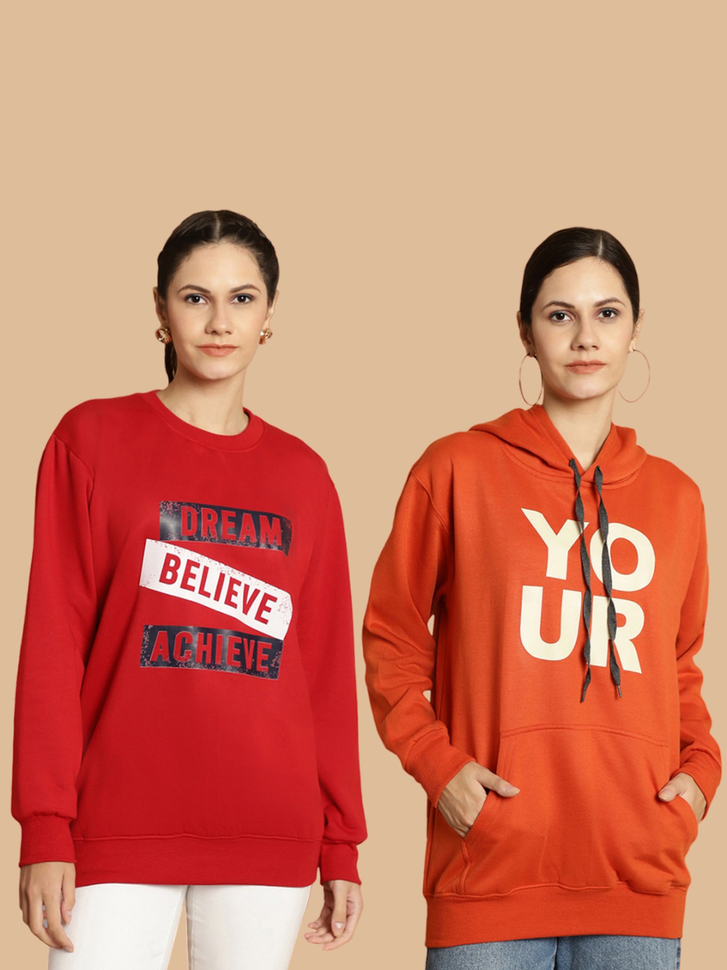 Vimal Jonney Maroon & Rust Printed Sweatshirt - Pack Of 2