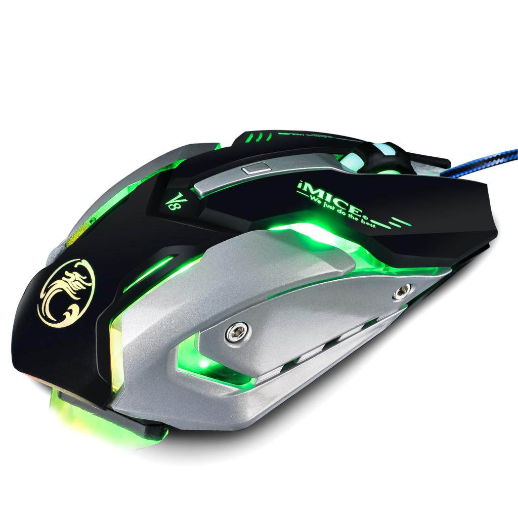 Funtech 4000DPI Wired Gaming Mouse 6 Buttons 500Hz Adjustable LED Optical Professional Gamer Mouse USB Computer Mice For PC Laptop V8