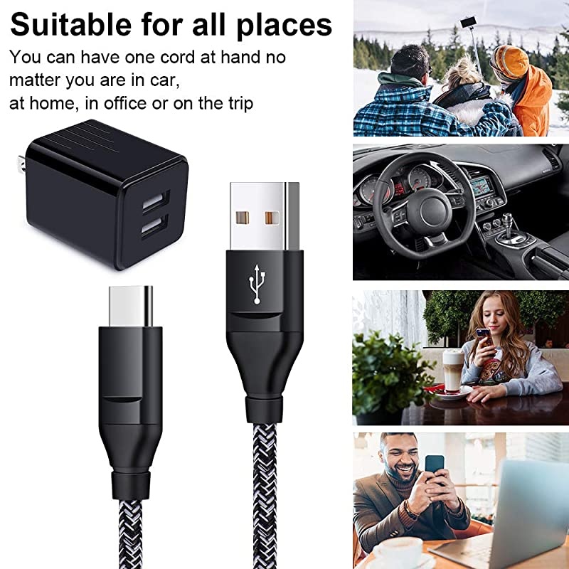 Plug harger Fast harging Type ord ompatible with Samsung S10 S10E S8 S9 Edge Plus A20 A10E A50Galaxy Tab S3 S4 LG G8 G7 ThinQ V20 V30 V40 G5 G6 Moto G7 Power G7 Play G7 G6 Plus Z2 Z3 Z4