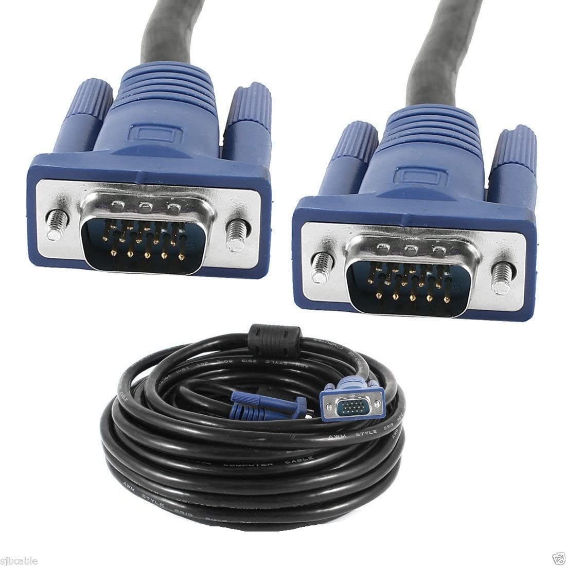 CableVantage 15 PIN Blue VGA 100ft VGA Monitor M/M Male to Male Cable Cord for Monitor PC TV Blue