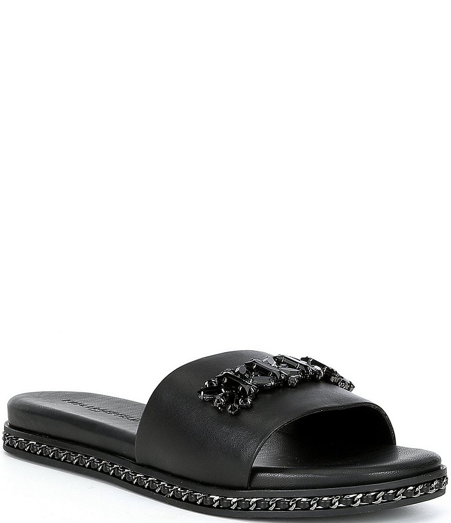 KARL LAGERFELD PARIS Bijou Leather Bling Slides