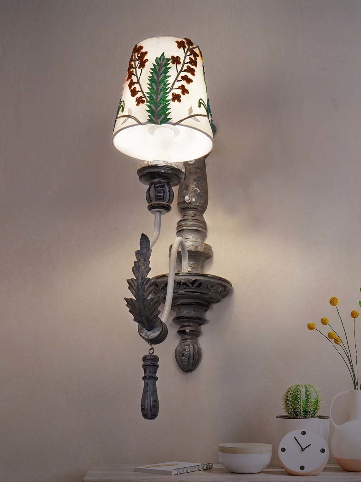 FOS LIGHTING Parisian Distressed White Wood Wall Sonce