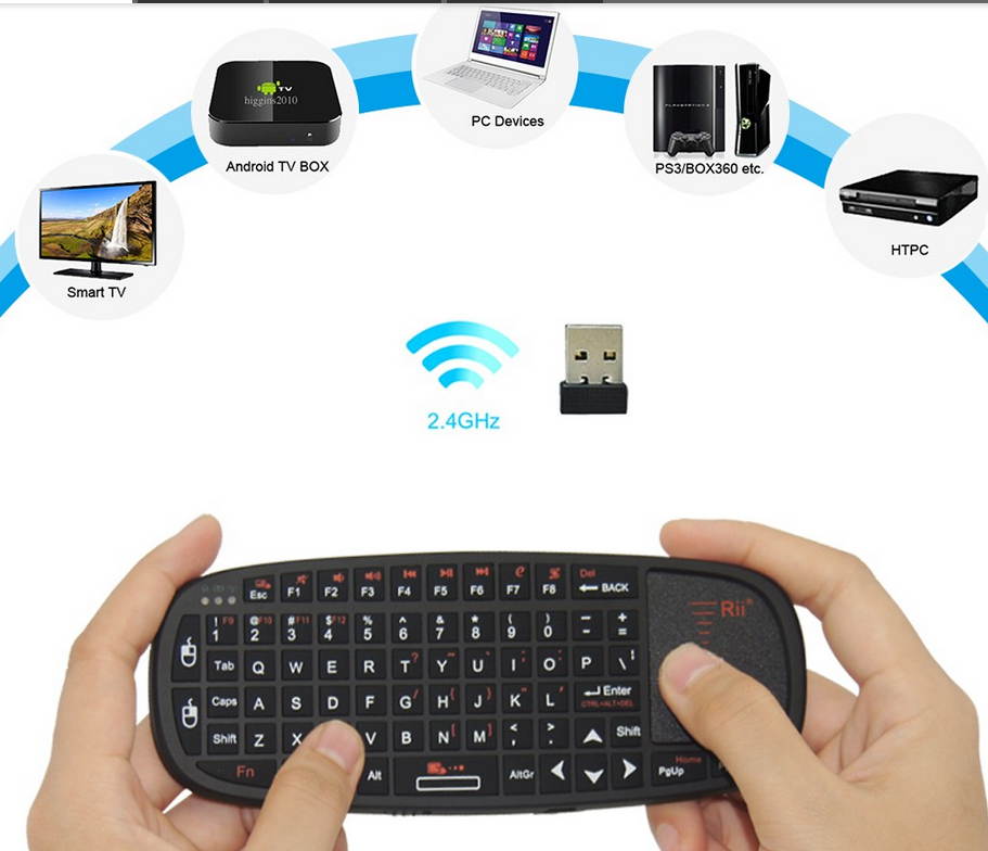 Rii mini i10 2.4Ghz Wireless Keyboard with touch pad laser pointer for HTPC for PS3 for XBOX360 70 Keys QWERTY Layout