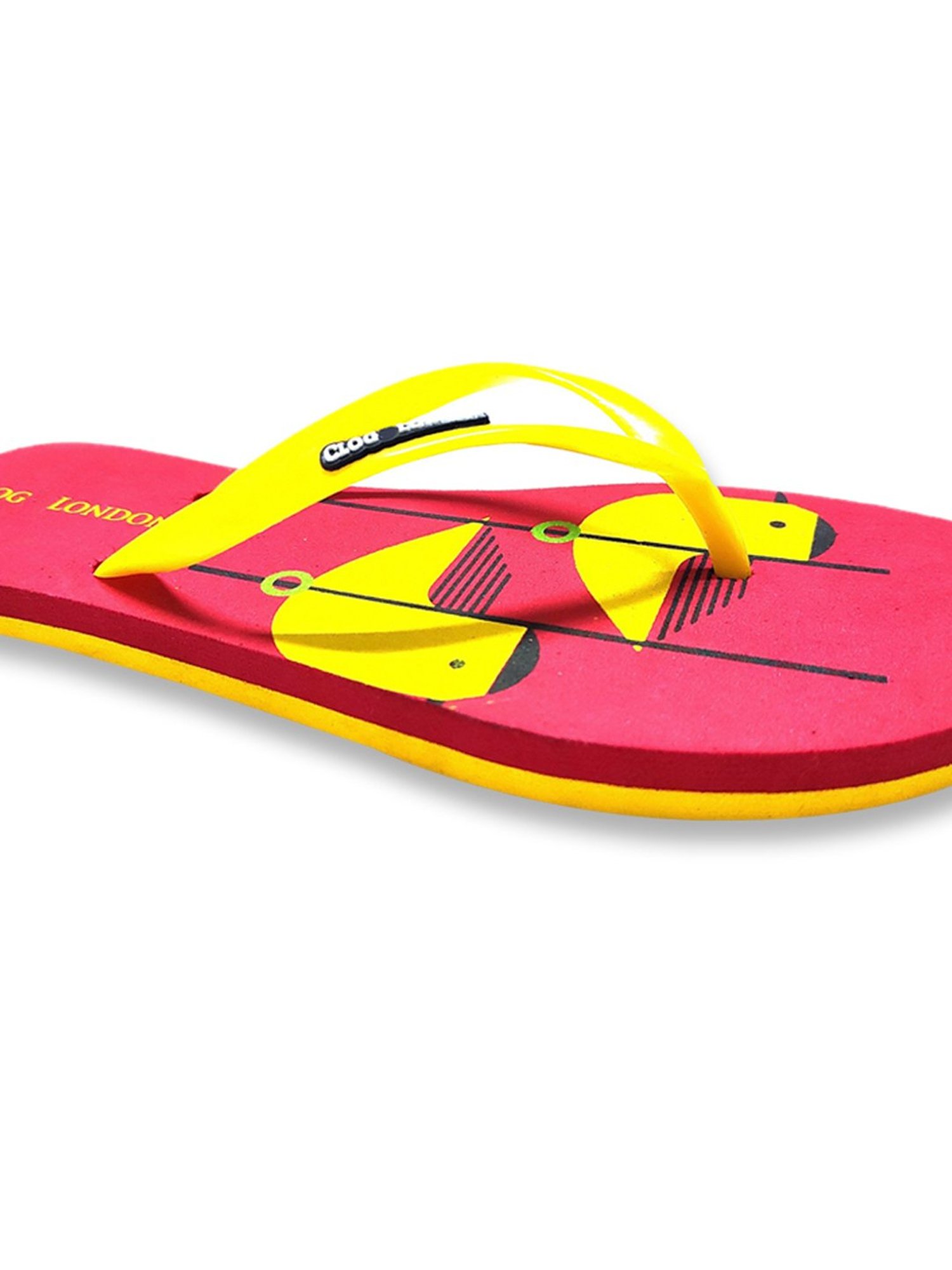 Clog London Women's Yellow & Red Printed Flip Flops