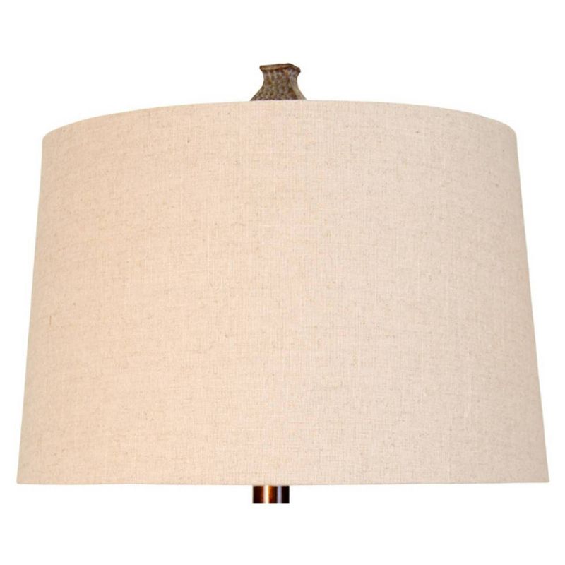 Berkshire Brown Table Lamp with White Hardback Fabric Shade  - StyleCraft